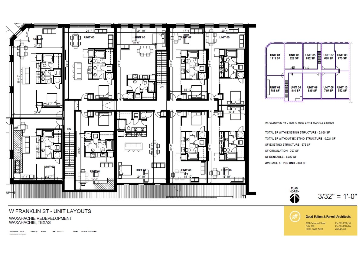 Residencial Plano de planta - Downtown Waxahachie Lofts