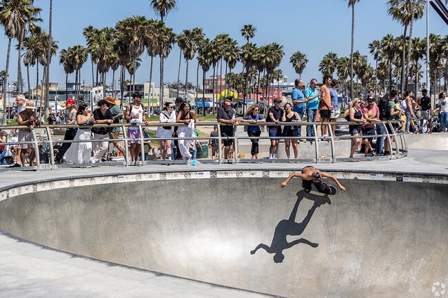Spectators line the boardwalk to cheer on skaters during Go Skate Day.