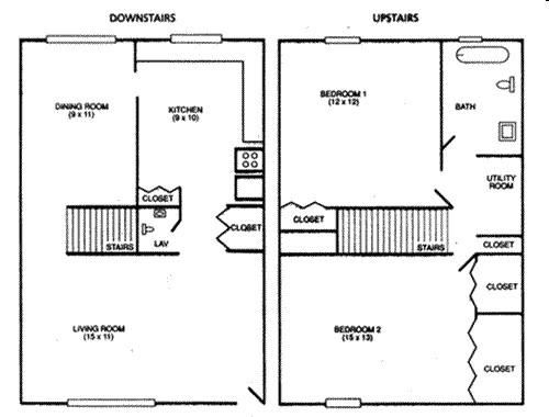 Cambridge Court Townhomes – 2 Bedroom 1.5 Bath