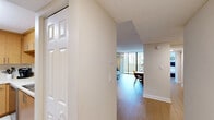 Located in Miami Lakes, FL, this well-appointed single-floor residence offers three bedrooms and three full bathrooms thoughtfully arranged for comfortable living. The open-concept living and dining area is bright and airy, featuring light wood-style flooring, a textured ceiling, and floor-to-ceiling sliding glass doors that lead to a private balcony with views of lush tropical greenery. The kitchen is efficiently designed with warm wood cabinetry, white countertops, stainless steel appliances, and tile flooring, providing ample storage and prep space. A clean, well-lit hallway with panel doors connects the three bedrooms, each benefiting from natural light through slatted blinds and light wood flooring. The spacious primary bedroom comfortably accommodates a large bed and features multiple windows. The secondary bedrooms are well-proportioned and equally bright. The three bathrooms are neatly finished with tiled tub-shower combinations, warm-toned walls, and one featuring a wide vanity with wood cabinetry and a large mirror. Throughout, the home maintains a clean, neutral palette that creates a cohesive and welcoming atmosphere suited to the South Florida lifestyle.