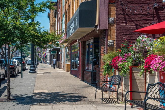 Colorful flowers line the streets of downtown Dover decorate the buildings in the spring.