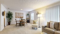 Located at 13204 National Dr in Tampa, FL, this single-floor residence offers a well-organized layout designed for comfortable everyday living. The open living room features plush wall-to-wall carpeting, a large sliding glass door with vertical blinds that allows generous natural light to fill the space, and a textured ceiling. The adjoining dining area is distinguished by classic vertical shiplap wall paneling and a ceiling light fixture, creating a defined yet connected space ideal for meals and gatherings.

The kitchen is efficiently arranged in a galley-style configuration, featuring light wood cabinetry, wood-look vinyl flooring, and a full suite of white appliances including a refrigerator, dishwasher, and electric range with overhead ventilation.

The bedroom offers a serene retreat with soft carpeting, a natural light-admitting window, and a generously sized sliding-door closet providing ample storage. The full bathroom is clean and functional, featuring wood-look flooring, a tub-shower combination, a single vanity with a white countertop, and a bright window that enhances the airy feel of the room.

Throughout the residence, a neutral color palette of whites and warm beiges creates a cohesive, calm atmosphere that is both inviting and easy to personalize.