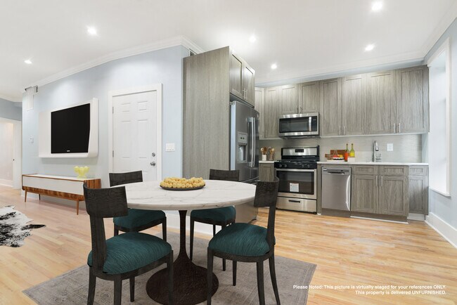 Dining Room, Kitchen. Virtually Staged. - 31 Truxton St