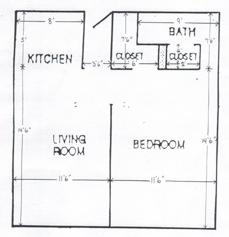 Floorplan of the unit (mirrored) - 336 N Salisbury St