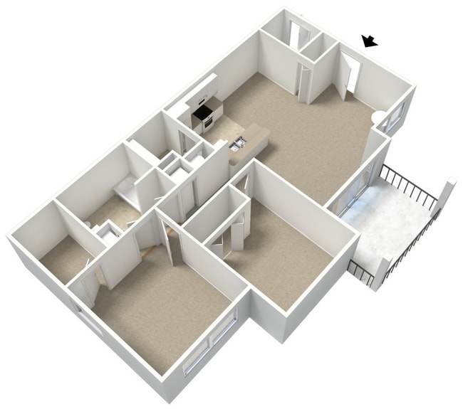 Palms - 2B1B - Robolini - 942 Sq Ft - 3D.jpg - Palms at Wyndtree Apartments