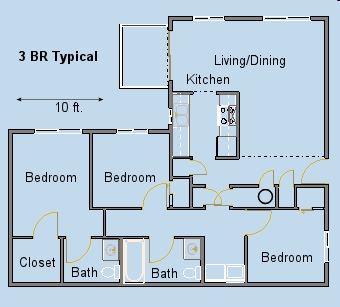 3 HAB/1.5 BA - Village Apartments