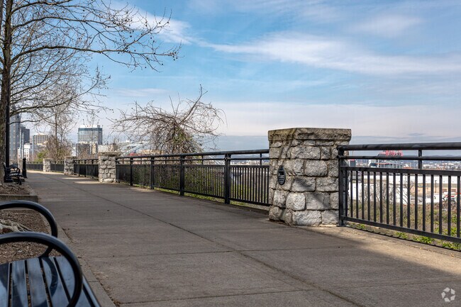 There is a walking path in Rolling Mill Hill Park overlooking the Cumberland in Riverfront.