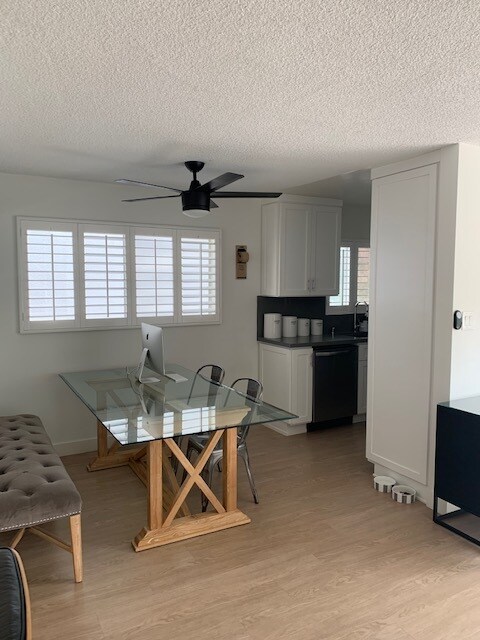 Dinning Area w/ Ceiling Fan and Shutters - 1700 Malcolm Ave