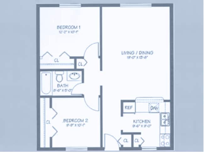 CYPRESS - 2 BDR/ 1BA - Cutler Gardens Apartments