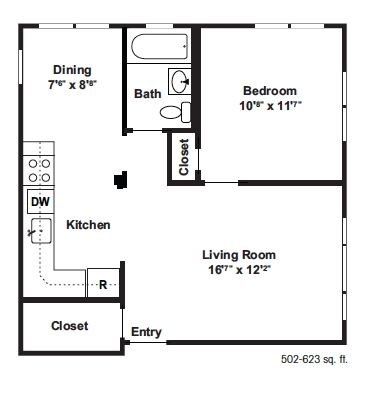 1HAB/1BA - Hillside Apartments