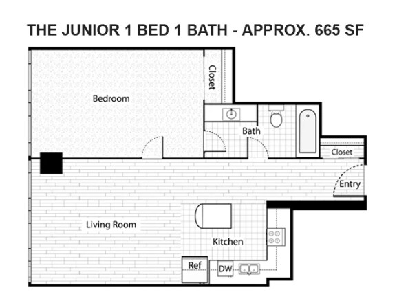 Reserve Square Apartments – I Bedroom 1 Bath Junior