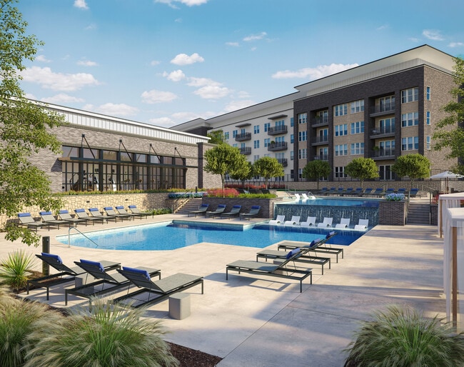 Relaxing seating with pool views. - Caroline at Brooks