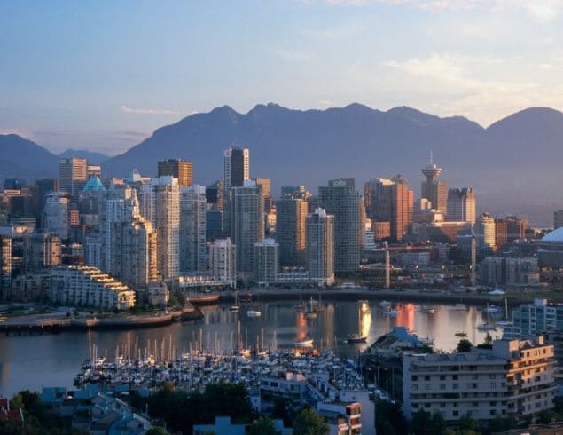 The North Shore Mountains form an impressive background for the city of Vancouver.