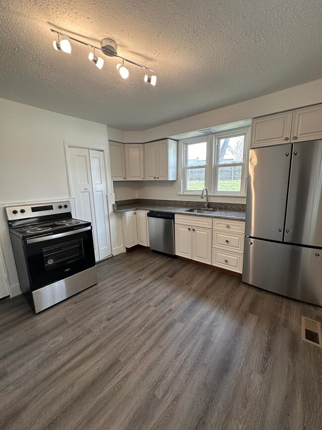 Kitchen featuring sink, stainless steel appliances, dark hardwood / wood-style flooring - 1247 N Florissant Rd