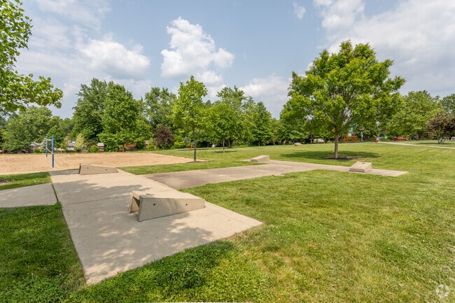 Stringtown Park in Florence offers cornhole, a grill, a basketball court, and fitness stations.