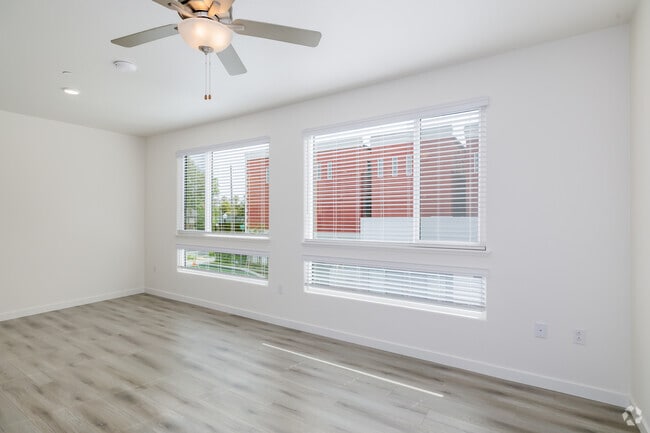 2BR, 1.5BA - 858SF - Living Room - T20 Lofts - With Private Garages