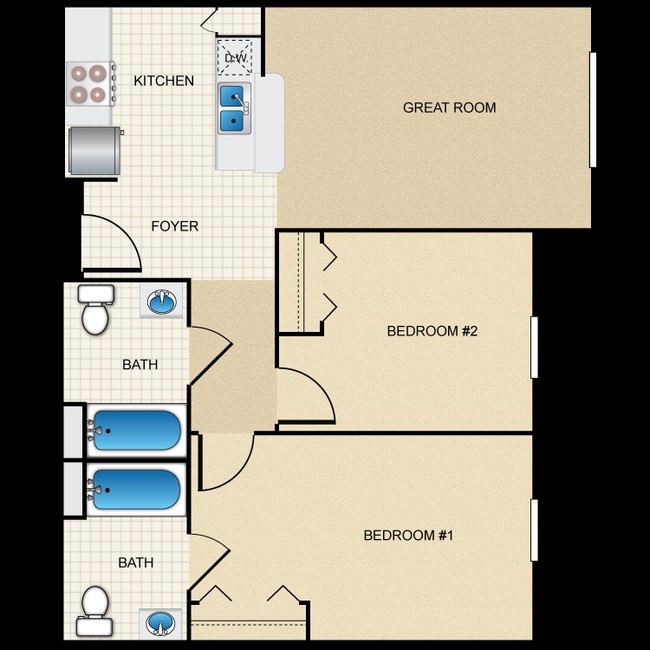 2 habitaciones y 2 baños - Lakeside Terrace