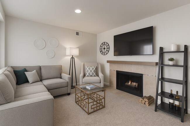 Living room (Smart TV, wood-burning fireplace) - 12400 E Cornell Ave
