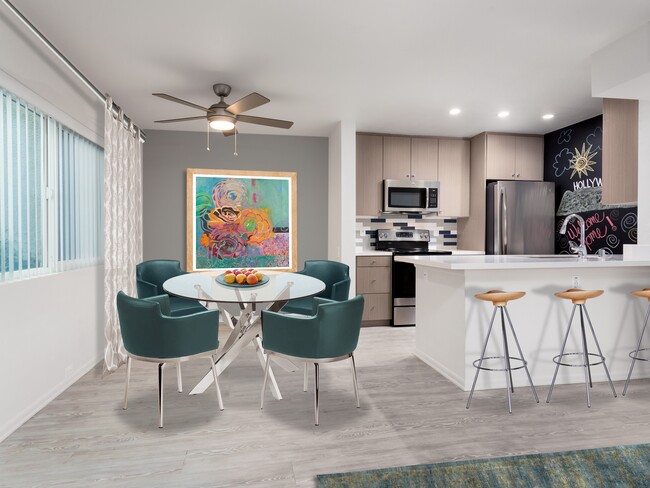 Design Package III Kitchen and Dining Area with hard surface flooring - AVA Toluca Hills