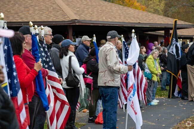 Large crowds turn out to honor service members at the Park Forest Veterans Day event.