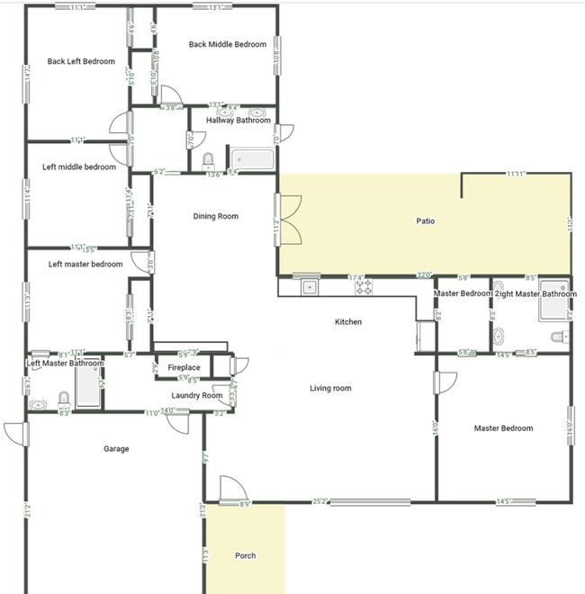 Floor Plan - Wall Measurements - 1160 Kewannee Trl