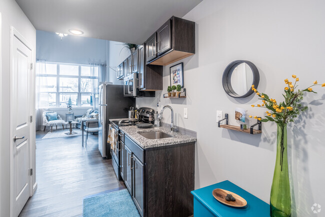 M - Diseño del 1HAB, 1BA - Loft - Entrada - Lancaster Lofts