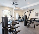 This state-of-the-art fitness center in Seagoville, TX, spans 660 square feet on a single floor. The space is designed for optimal functionality and comfort, featuring high ceilings with multiple ceiling fans for improved air circulation. Recessed lighting throughout ensures even illumination, while large windows allow natural light to flood the area, creating an open and inviting atmosphere.

The gym is equipped with a wide range of modern exercise machines, including treadmills, ellipticals, and strength training equipment. A dedicated area for free weights and resistance training is evident, with racks of dumbbells and specialized machines. Cardiovascular equipment is strategically placed to offer users a view of wall-mounted televisions or the outdoors through the windows.

The flooring is a durable, speckled gray material, likely chosen for its shock-absorbing properties and easy maintenance. White walls and a clean aesthetic contribute to a bright, hygienic environment. The layout is thoughtfully organized to maximize space efficiency while allowing ample room for movement between equipment.

Additional amenities include exercise balls, foam rollers, and other accessories for stretching and functional training. The facility appears well-maintained and adheres to professional standards, with visible signage for rules and equipment usage guidelines. This comprehensive fitness center caters to various workout preferences and fitness levels, providing a versatile space for the local community's health and wellness needs.