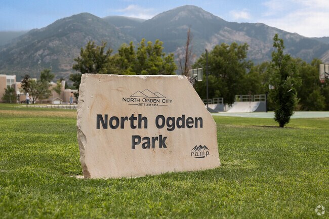 North Ogden Park’s sign is made of local sandstone.