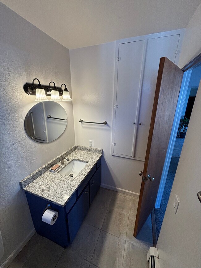 New granite counter top and hardware int he bathroom. - 1718 White Ave