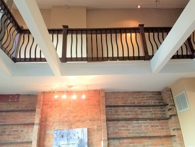 View from living room looking up to loft - 1877 Walker St