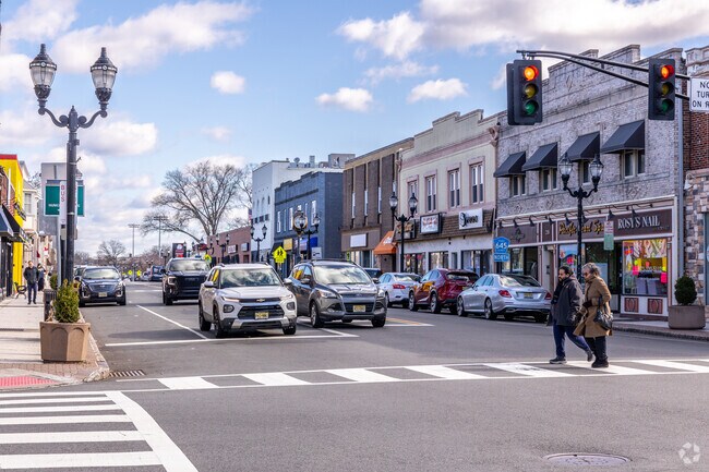 Franklin Ave in Nutley, NJ, serves as the bustling hub where most businesses are clustered.