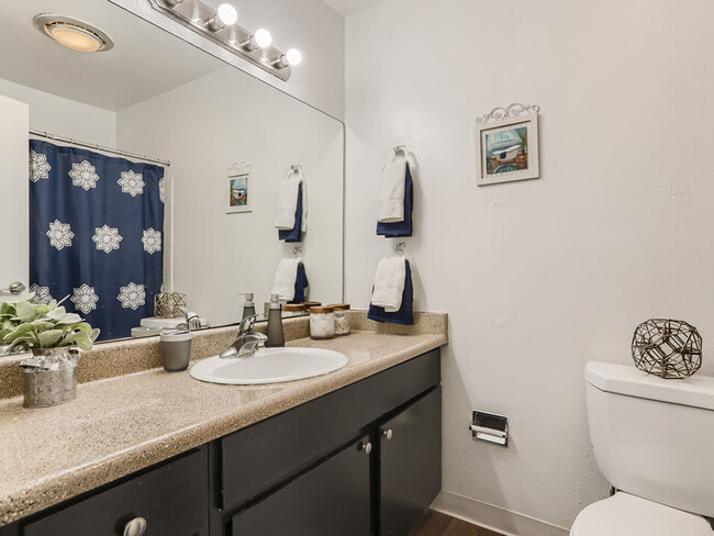 Baño con tocador - Meadow Lark Apartments