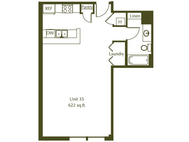 0 Bedroom / 1 Bath / 622 Sq.Ft. - Eleventh Street Lofts