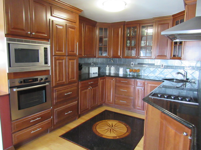 Kitchen and granite inlay with compass rose - 100 Marina Dr