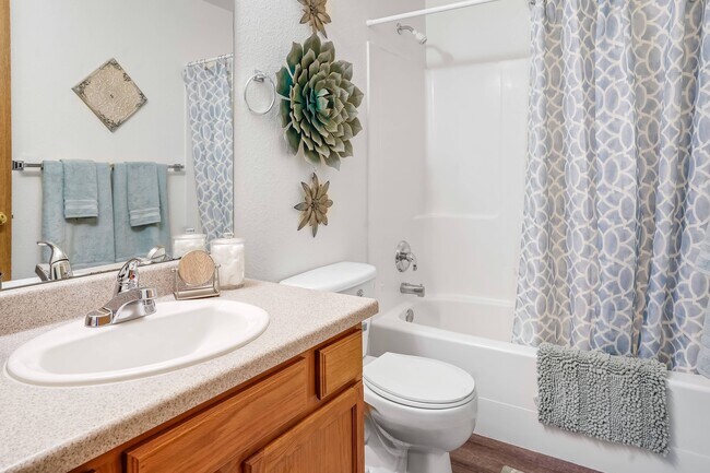 Hermoso baño con gran espacio de encimeras y espacio de almacenaje - Oak Meadows