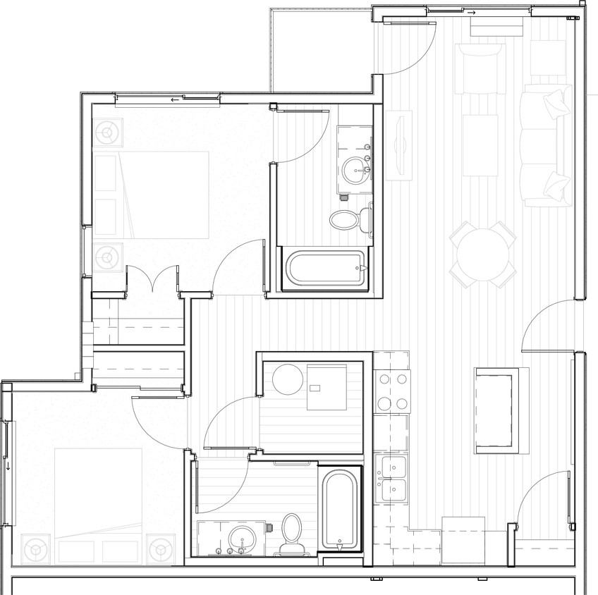 2 habitaciones / 2 baño / 833 ft² - Zephyr Line