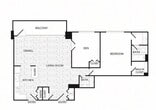1 Bedroom + Den, 1.5 Bath 1186 SF A16R