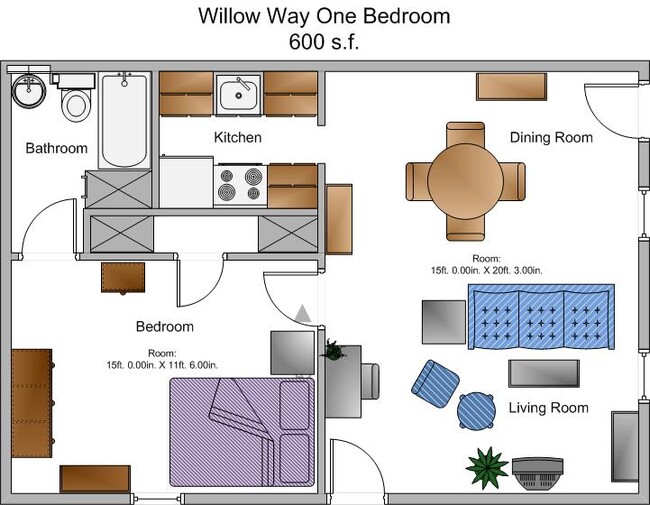 1 Bedroom Floorplan - Willow Way Apartments