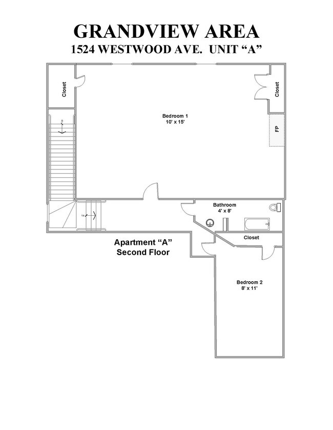 Distribución de la segunda planta - 1524 Westwood Ave