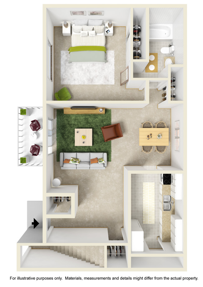 One bedroom, One bathroom - Sand Spring Apartments