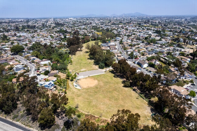 An elevated view of Hollywood Neighborhood Park near Swan Canyon.