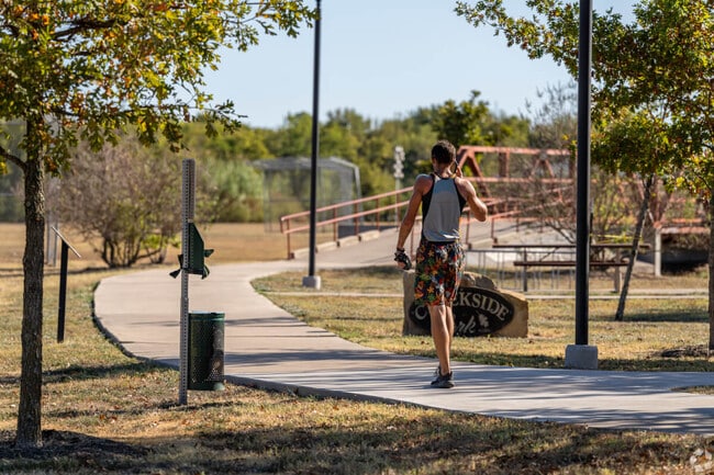 Creekside Park in Hutto offers miles of scenic trails for hiking and biking.