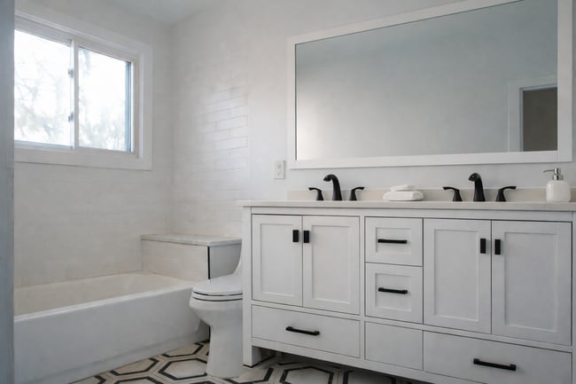 Updated bathroom with double vanity - 721 N Wood Ave