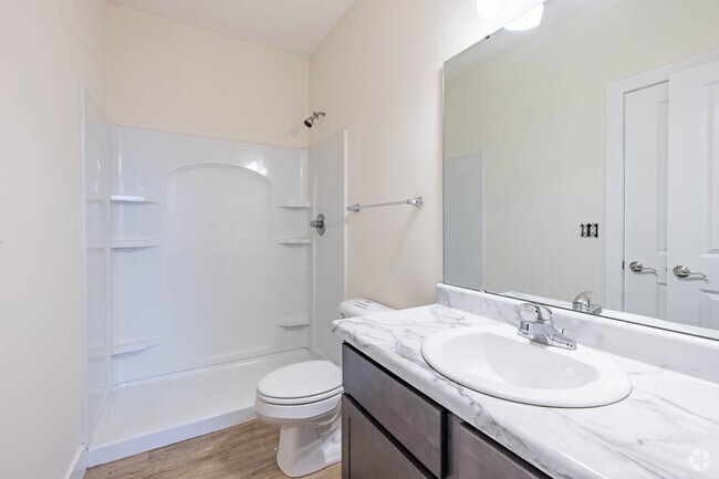 1BR, 1BA - 800SF - Primary Bathroom - Courtyards at Amelia Olive Branch