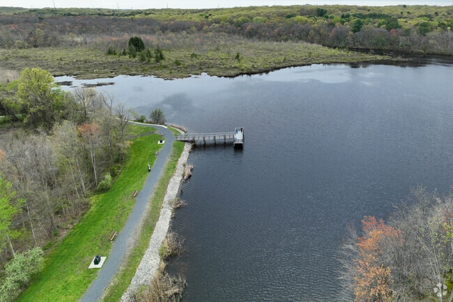 The park has walking trails and a dock for residents to enjoy.