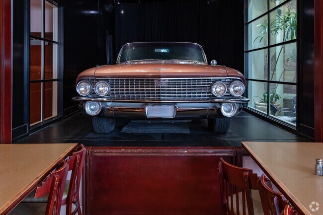 The Cadillac Café in Irvington showcases a pink Cadillac during breakfast and lunch.