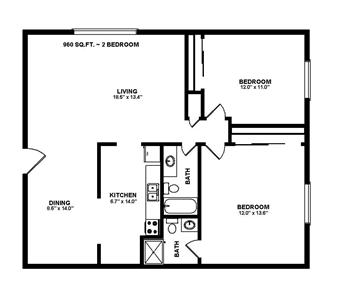 2BR/2BA - Greenbriar Apartments