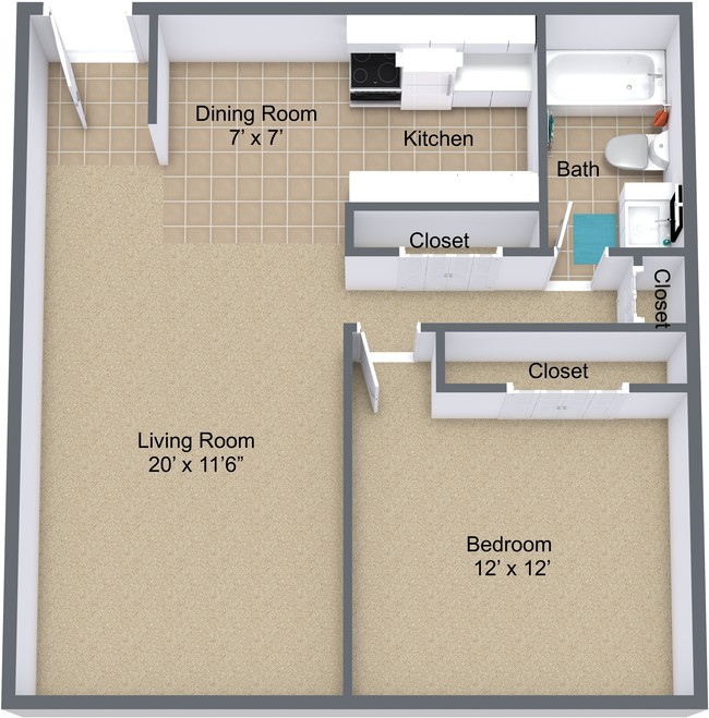 1 HAB,1 BA - Tradicional - Sterling Troy Apartments