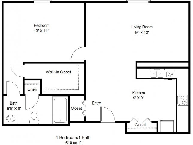 1HAB/1BA - Crane Creek Apartments