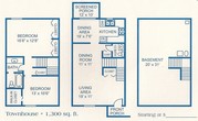 2 BD, 1.5 BA TH GARAGE